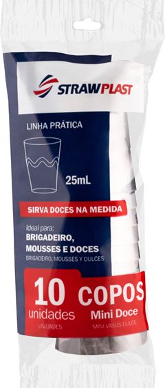 COPO MINI DOCE STRAW CRISTAL 10UN 25ML