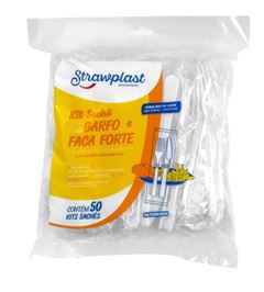 KIT STRAW GARFO FACA BCO E GUARD 50UN